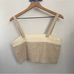 Harly Jae Medium Carin Tank Tan White Organic Linen Cotton thumbnail 3