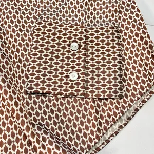 NWT Abercrombie & Fitch patterned satin button up geometric brown white blouse L thumbnail 7