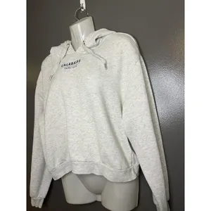 H&M Divided Calabasas Los Angeles Cropped Hoodie Sweatshirt Medium Gray Fleece thumbnail 4