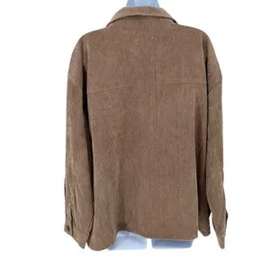 Ci Sono Corduroy Collection Womens Long‎ Sleeve Button Up Shirt Jacket Brown XL thumbnail 3