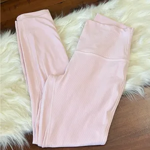 Lululemon Doubled Align Ribbed High Rise Leggings Flush Pink 25” Inseam Size 4 thumbnail 1