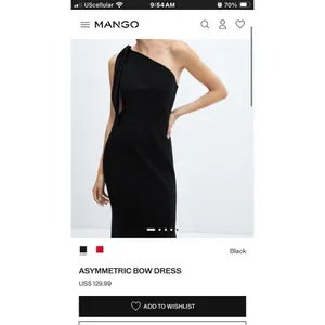 Mango Black Asymmetric Bow Maxi Dress With Slit Xs New $129.99 #758 thumbnail 14