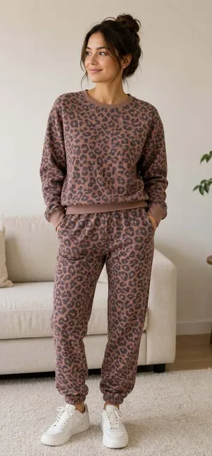 Grayson Threads Size XS Women's Leopard Print Two-Piece Loungewear Set thumbnail 1