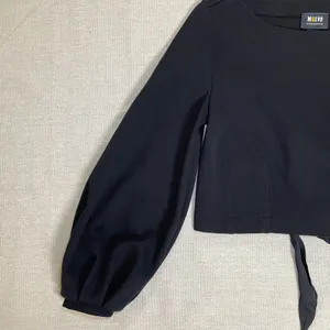 Maeve Anthropologie | Black Tie-Back Ponte Pullover Balloon Sleeve Top | Small thumbnail 10