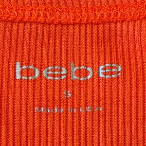 BEBE rhinestones embelished signature ribbed tank top, orange, size S, NWOT thumbnail 2