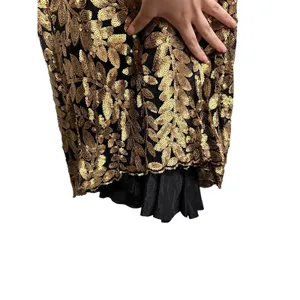 Anthropologie Project Alabama Gold‎ Leaf Sequin Black V-Neck Mini Dress 8 NEW thumbnail 6