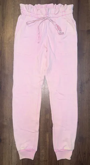 Something Navy Meghan Paperbag Sweatpants Joggers Pink High Waist Small thumbnail 1