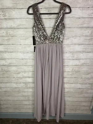 Lulus Elegant Encounter Pewter Sequin Maxi Dress Size Small thumbnail 7