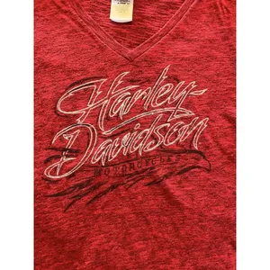 Womens Red Harley Davidson T-Shirt Des Moines, Iowa Size Small Distressed thumbnail 4