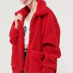 I. Am. Gia Pixie Oversized Teddy Coat Red size Medium Revolve $110 thumbnail 16