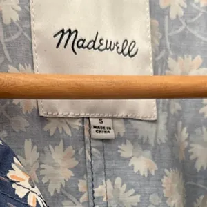 Madewell Preppy Ruffle-Neck Anorak‎ Raincoat French Floral Blue Moon Size Smalll thumbnail 14