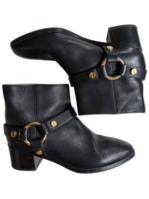 Stuart Weitzman Leather Expert Moto Boots Black Size 6 Retail $595.00 thumbnail 2