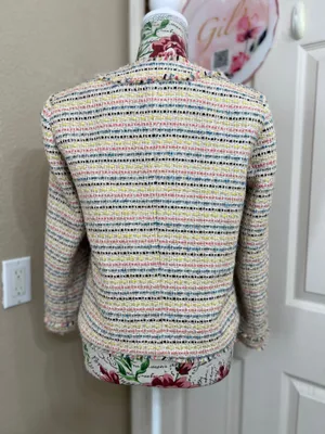 Ann Taylor Multi-Color Tweed Button-Front Blazer thumbnail 3