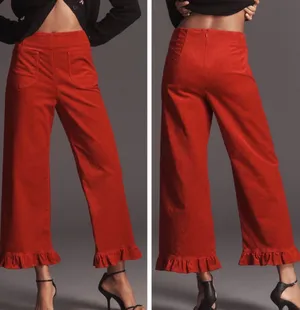 Anthropologie Maeve The Colette Crop Velvet Wide-Leg Pants:, Size 24 Tall thumbnail 2