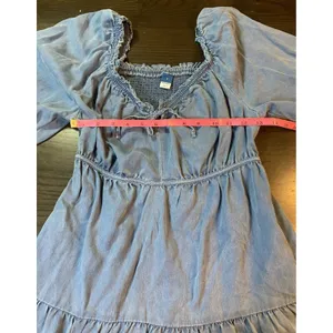 Old‎ Navy Smocked Peasant Dress Small Blue Tiered Swing Western Cottage Boho thumbnail 9