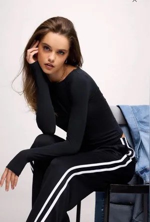 Nuuds Slinky Jersey Boat Neck Long Sleeve Shirt L Black Sculpting Top Festival thumbnail 1