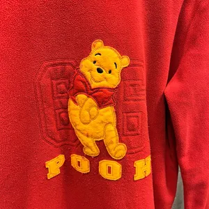 Disney Vintage 90s Y2K Winnie The Pooh Fleece Embroidered Red Pullover Sweatshirt L thumbnail 2