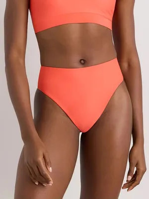 NWT Quince Sunset Orange Italian High-Rise High-Leg Bikini Bottoms Size Medium thumbnail 1