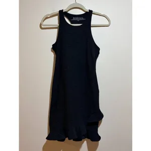 Beyond Yoga Size S Spacedye Ruffled Up High Neck Racerback Dress Black thumbnail 3