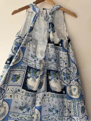 NEW!! Abercrombie & Fitch Blue Floral‎ Patchwork Summer Dress thumbnail 6