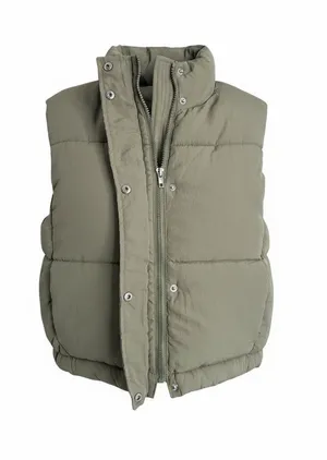 Ci Sono women's sage green padded crop vest gorpcore activewear Size medium thumbnail 1