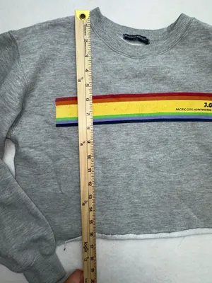 Brandy Melville John Galt Crop Sweatshirt Pacific City Rainbow thumbnail 9