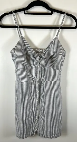Abercrombie Fitch Striped Button Front‎ Tie Neck Mini Dress Women Size S beach thumbnail 1