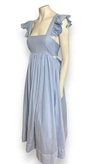Mable Powder Blue Ruffle Flutter Sleeve Square Neck Tie Back Cut-Out Maxi Dress thumbnail 8