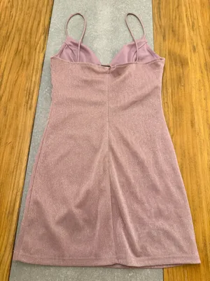 Superdown Brina Mini Dress Rose Gold Metallic Shimmer Cutout Small thumbnail 4