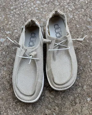 Hey Dude Wendy Stretch Sparkling Beige Shoes Womens Size 8 thumbnail 1