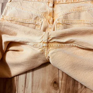 Zara Jeans Women’s Lt Orange Sz 4 High Rise Wide Leg Denim Raw Hem Boho Summer thumbnail 8
