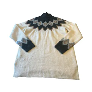 Abercrombie & Fitch Womens Cream Fair‎ Isle Wool Blend Mock Neck Sweater Small thumbnail 4