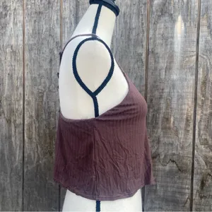 New Aerie Tank/Cami Size Large V Cut Slit Racerback Double Straps Crochet Back thumbnail 6