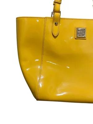 Dooney & Bourke Yellow Patent Leather Tote Shoulder Bag Purse Womens Handbag thumbnail 2
