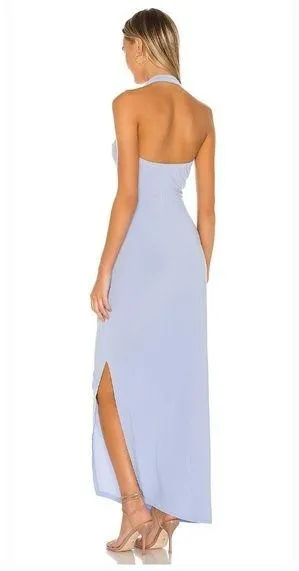 Norma Kamali x REVOLVE Halter Sweetheart Side Drape Gown in Celestial Blue thumbnail 2