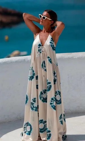 ZARA dress maxi oversize fit boho flogger prints casual summer vacation wedding thumbnail 5
