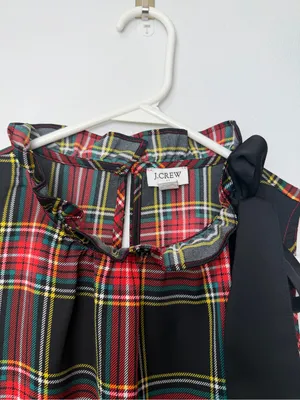 J. Crew Tartan Bow Neck Tank with Ruffles Plaid Tank Top Size XXS thumbnail 3