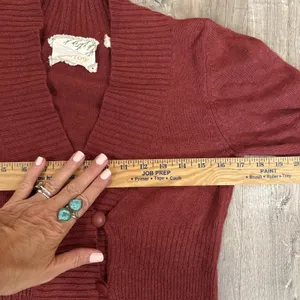 Sparrow Anthropologie Brick Red Cardigan - Size M Shawl Collar Cashmere Blend thumbnail 6