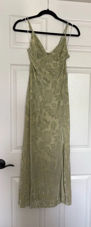 Hello Molly Sage Dress Velvet Floral Pattern thumbnail 1