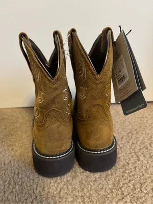 Ariat Women's Fatbaby Heritage Waterproof Western Boots Ginger Spice Suede Sz 6B thumbnail 5
