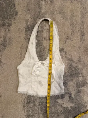 Kimchi Blue White Lace Halter Top with Ribbon thumbnail 4