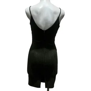 French Kiss Black Striped Mini Dress S Sleeveless V-Neck Party/Cocktail Summer thumbnail 3