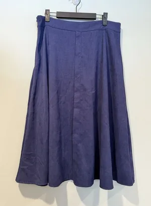 A Line Midi Skirt XL Navy Corduroy Prairie Retro Mod Minimalist Academia Cottage thumbnail 1