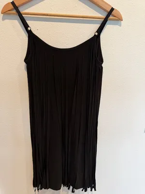 Windsor Black Pleated Slip fringe Mini Dress with Adjustable Straps thumbnail 4