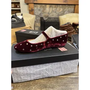 Marc Fisher Elizza‎ Dress Embellished Ballet Flats Size 10 Dark Red Mary Jane thumbnail 4