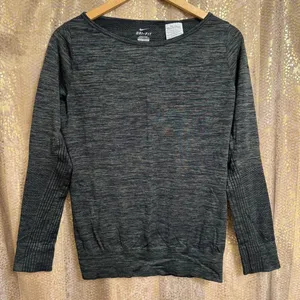 Nike Dri-Fit Dark Green Long Sleeve Marled Workout Running Top Medium thumbnail 1