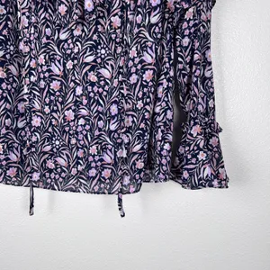 J. Crew Women's Ruffle Crinkle Chiffon Floral Blouse Sz XS thumbnail 4