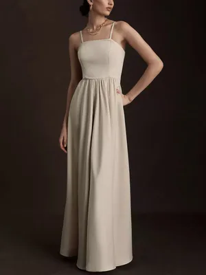 NWT BHLDN Elsie Straight-Neck Satin A-Line Gown Champagne thumbnail 2