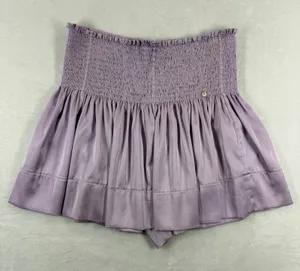 Natural Life Lavender Purple Smocked High Waist short Medium Satin‎ Feel Boho thumbnail 1