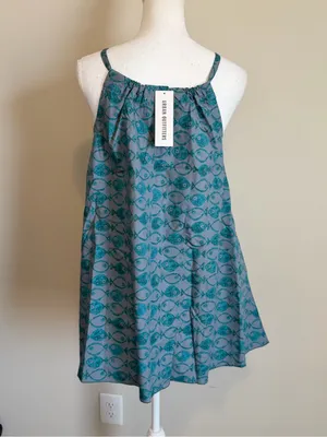 NWT BDG Eva Tie-Front Ruched Strap Trapeze Mini Dress xs relaxed fit thumbnail 8